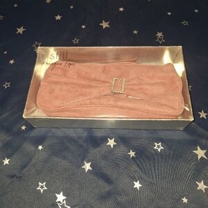 NIB STILL JENNIFER LOPEZ PINK FAUX SUEDE CLUTCH WITH BLING